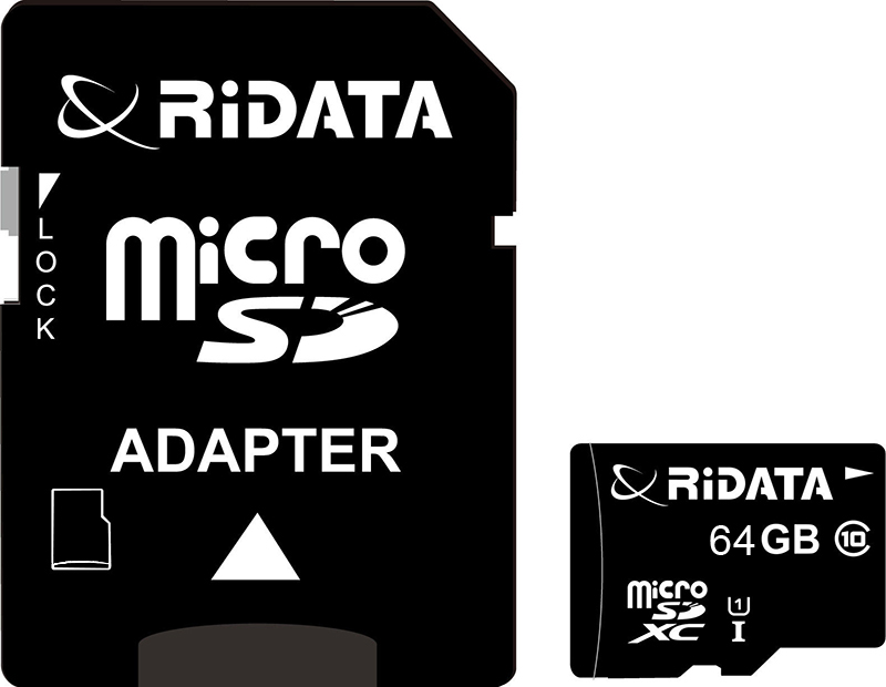 Карта памяти RiDATA microSDXC 64GB Class 10 UHS-I + SD адаптер