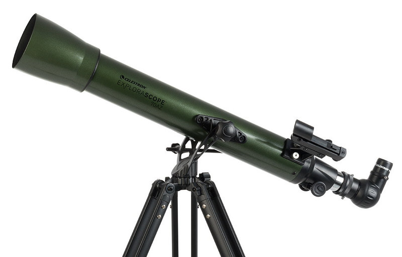 Телескоп Celestron ExploraScope 70AZ - классический 70мм рефрактор-ахромат на азимутальной монтировке, отлично подходит для наблюдения как за наземными объектами, так и небесными светилами.